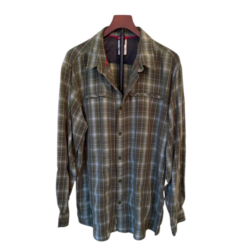 The North Face Mens XL Green Plaid Long Sleeve Button Up Shirt Outdoor Gorpcore‎